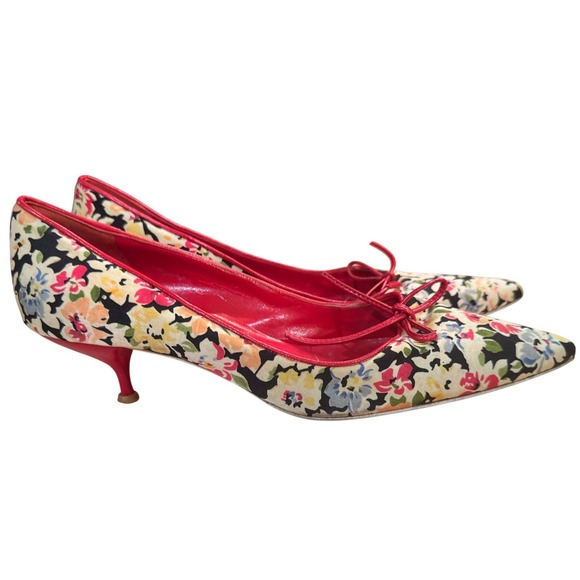 LAutre Chose Shoes - LAutre Chose Floral Kitten Heel Pointed Toe Pumps 38 vintage inspired silhouette